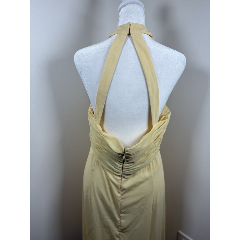 Jovani Women’s Size 12 Butter Yellow Formal Dress Gown Halter Long Classic Prom - Picture 12 of 15